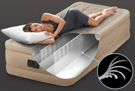 Надувная кровать со встроенным насосом intex односпальная со встроенным насосом